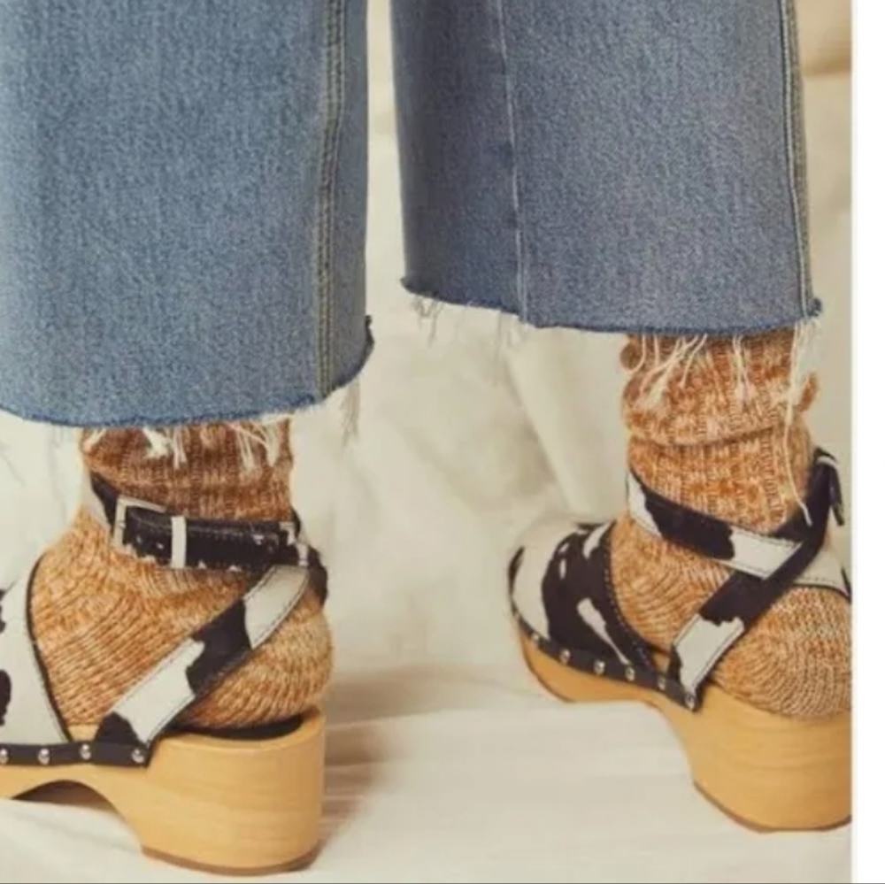 Free People Black and Cream Mules